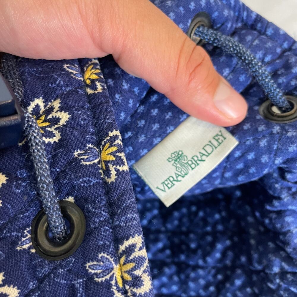 Vintage Vera Bradley Maison Navy Blue Floral Mini Backpack Quilted Cotton - Picture 5 of 7
